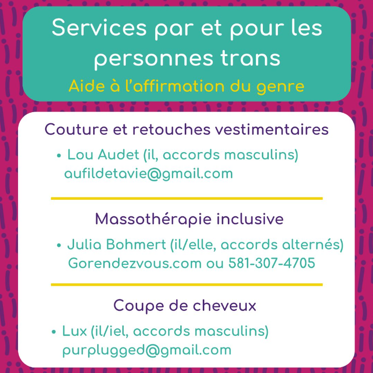 Région de Québec: services par et pour les personnes trans