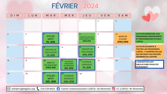 Activités de février au CCLGBTQ+