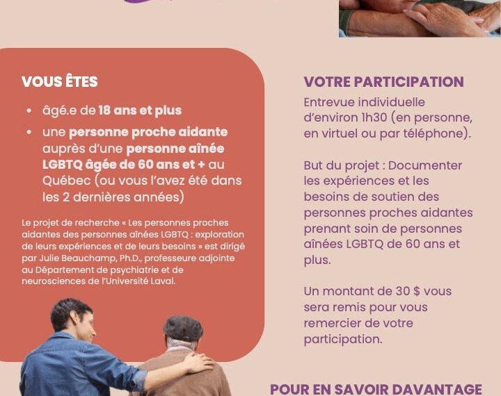 Recherche: Proches aidant·e·s auprès de personnes aînées LGBTQ de 60…