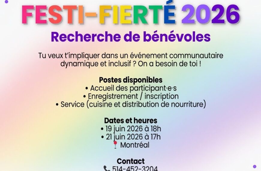 Appel à bénévoles: Festi-Fierté 2026