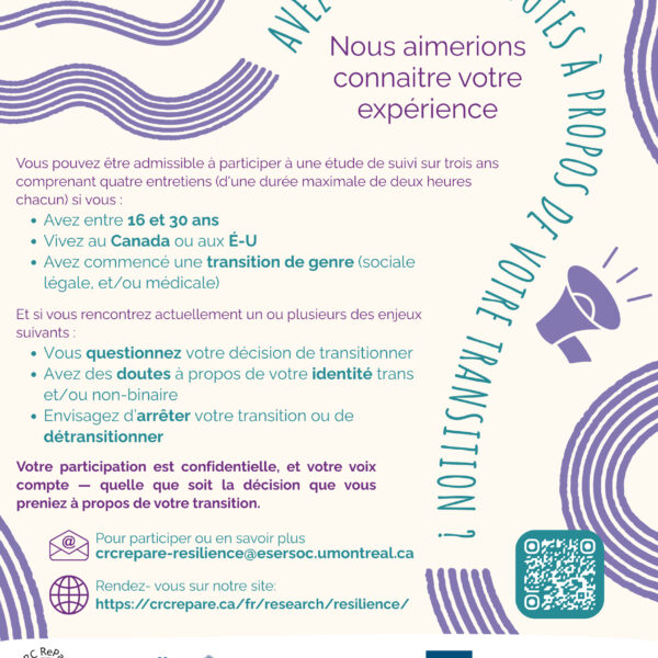 Recherche: expériences et trajectoires de jeunes trans et non-binaires âgé·e·s&hellip;
